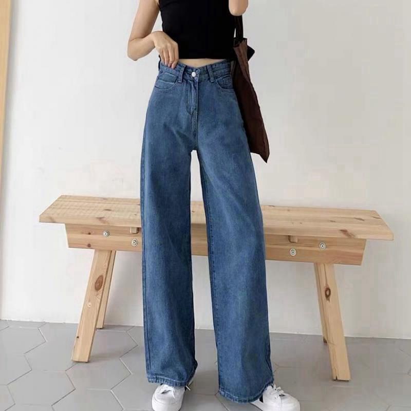 Loose Straight Leg Jeans Women's 2023 New High Waist Korean Style Slim Look Tall Wide Leg Trendy Trendy Trousers