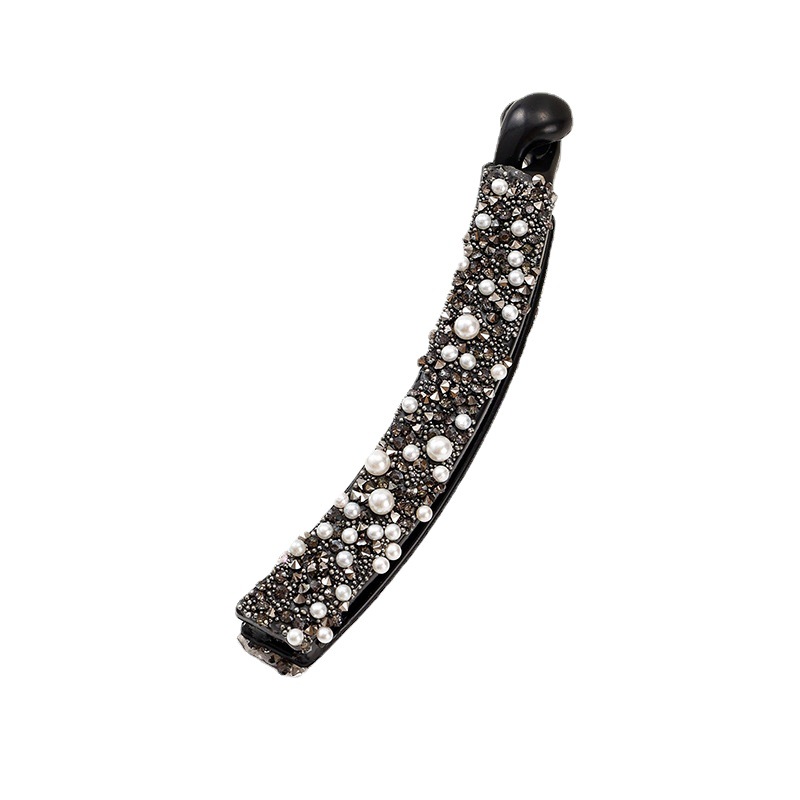 Cross-border Hot Sale Broken Diamond Pearl Hair Banana Clip Light Luxury Full Diamond High-end Fashion Pony Tail Clip Hair Accessories Hair Clip_voghion.com