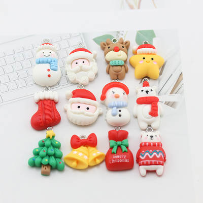 DIY jewelry accessories resin color Christmas series pendant scarf bear Bell elk keychain pendant