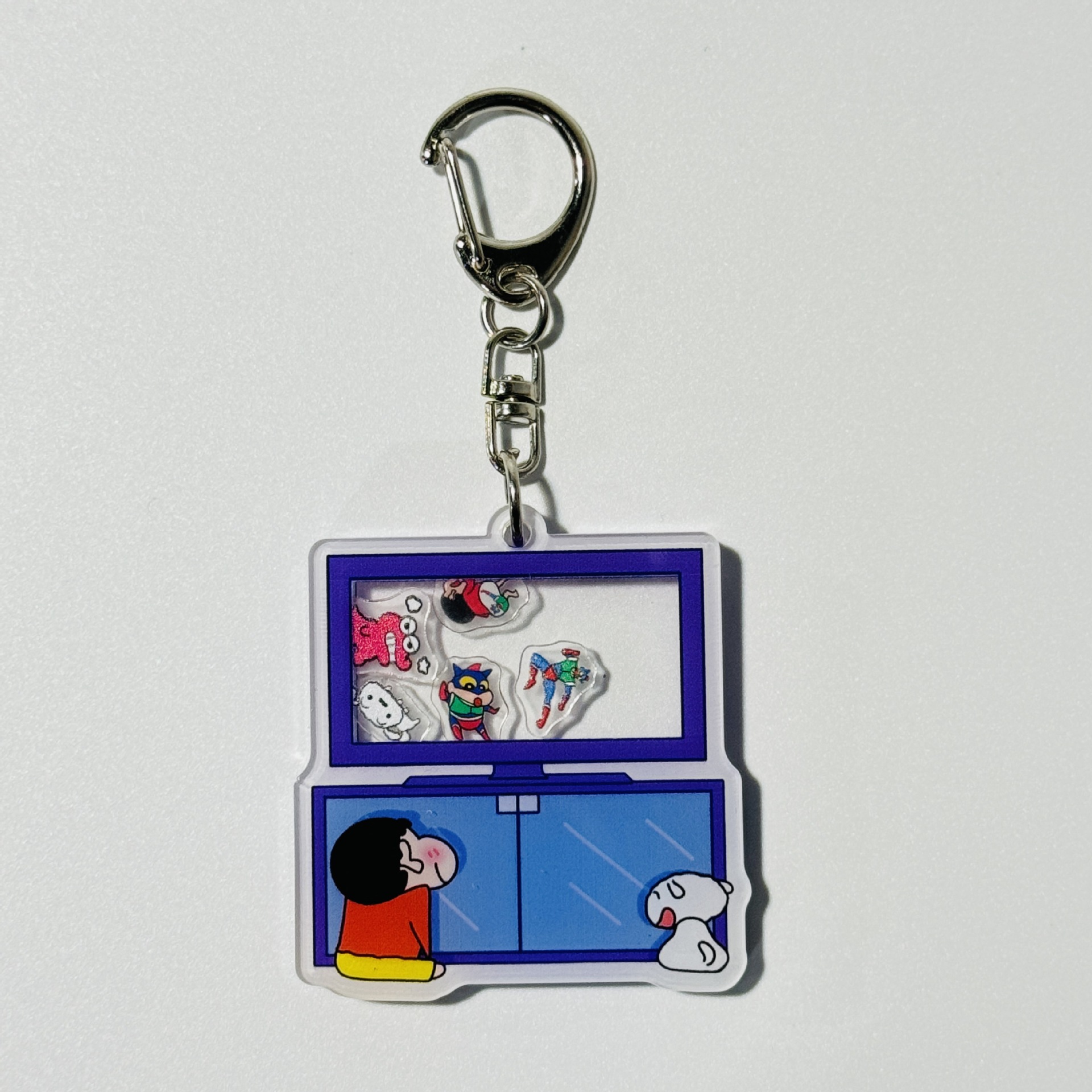 Homemade crayon Xiaoxin watch TV keychain acrylic rocking pendant niche acrylic keychain for free