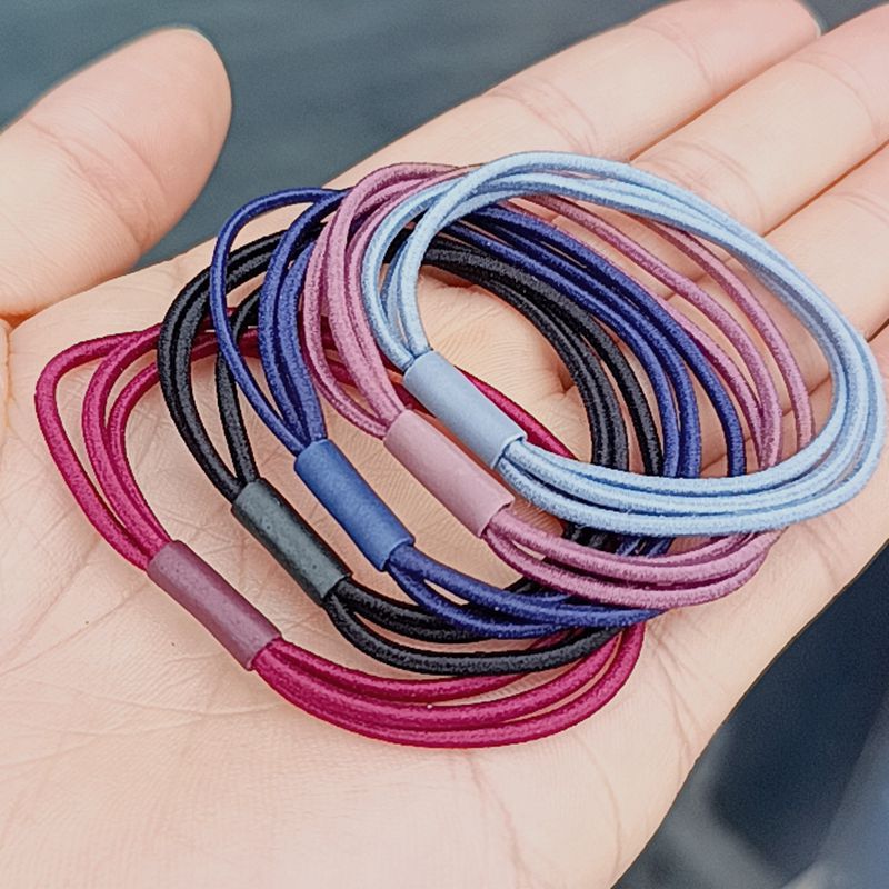 Three-line one Korean version of small fresh black three-in-one hair ring color head rope high elastic base rubber band hair rope