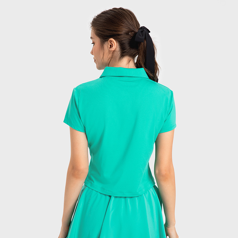 Shishi Zhihui New Sports Short-sleeved Women's Lapel Polo Shirt Quick-drying Moisture-wicking Breathable Yoga Fitness T-shirt