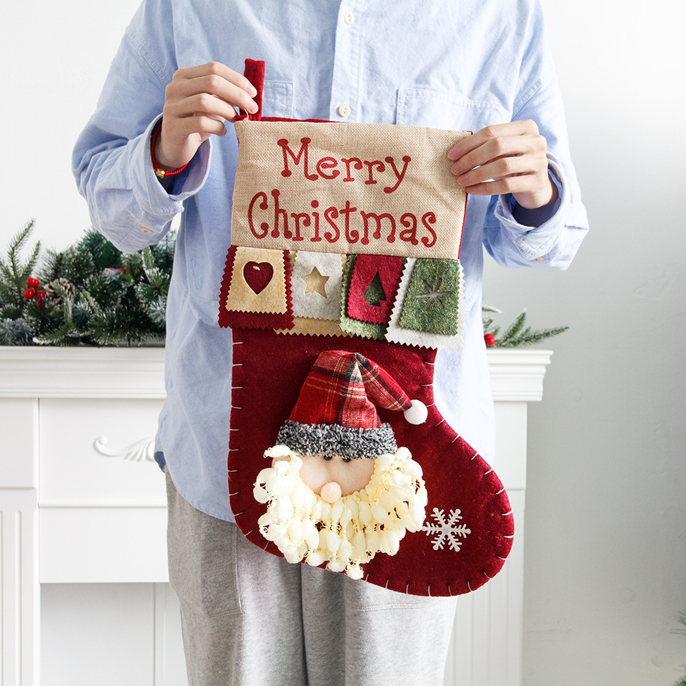 MerryChristmas large Christmas stockings Santa snowman three-dimensional decorative gift bag gift bag