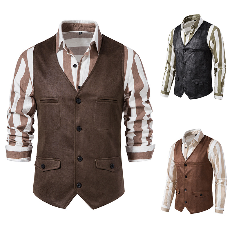 Amazon foreign trade trend Europe and the United States V-neck Suede single-breasted jacket vest vest M74