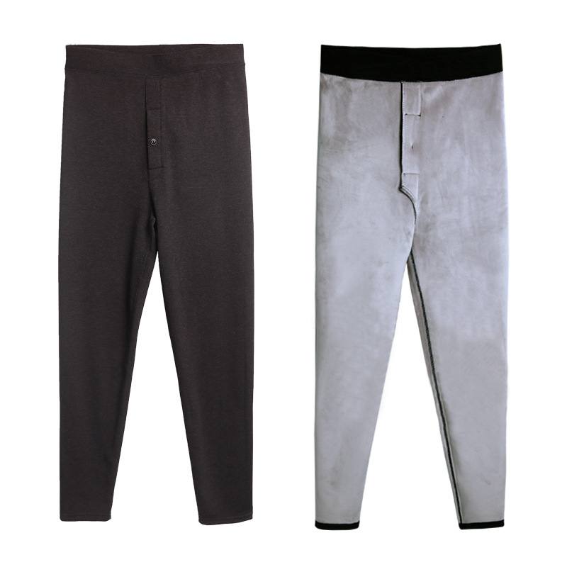 Men's Color Ram fleece-lined Warm Pants Thickened Autumn and Winter plus size Cotton Pants High Waist Autumn Pants Middle-aged and Elderly Inner Wear Leggings