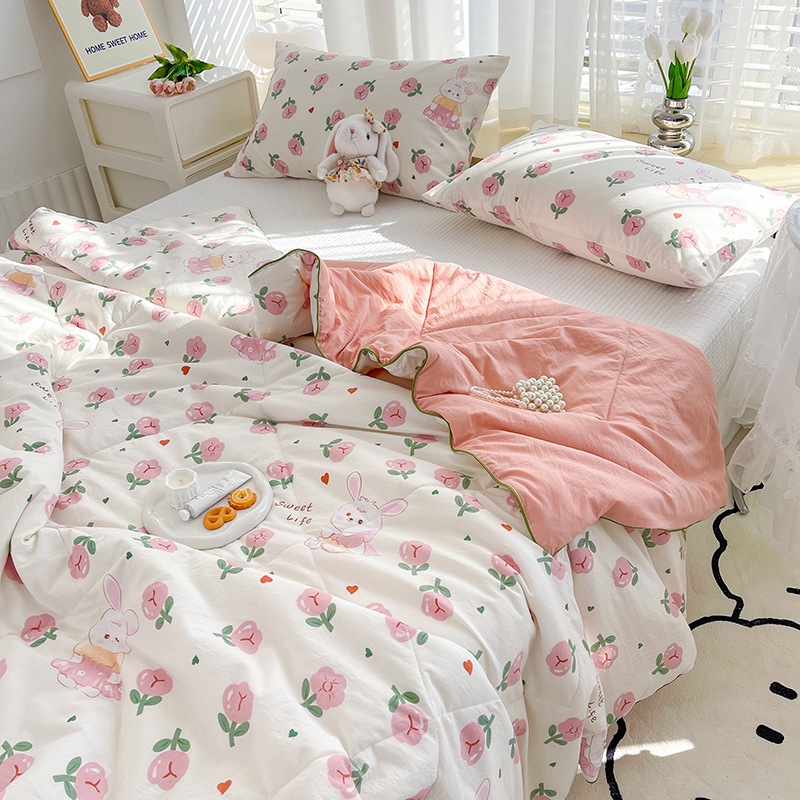 Spring and summer new printed washed double-layer yarn soybean fiber summer bedding air conditioning bedding summer thin bedding live wholesale generation