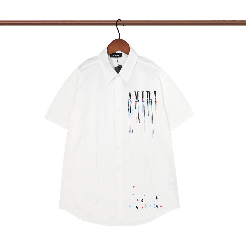 A variety of men's short-sleeved shirt fashion brand summer beach shirt Amiri printed letters men's lapel shirt