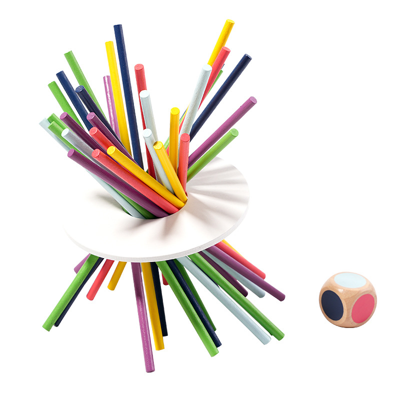 Children's baby Montessori color sensory Wood plug stick intelligence development color sensory teaching aids ring wholesale stall