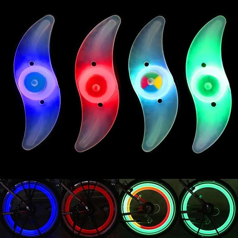 Bicycle Light Night safety warning light riding equipment willow leaf wind wheel mountain bike steel wire color spoke Light