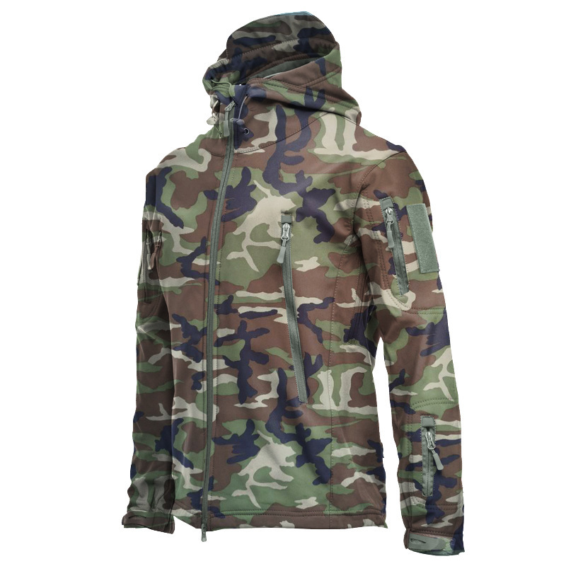 Outdoor Soft Shell Fleece Men's and Women's Autumn and Winter Windproof Waterproof Breathable Warm Three-in-One Jacket Shark Leather Jacket Rush Jacket