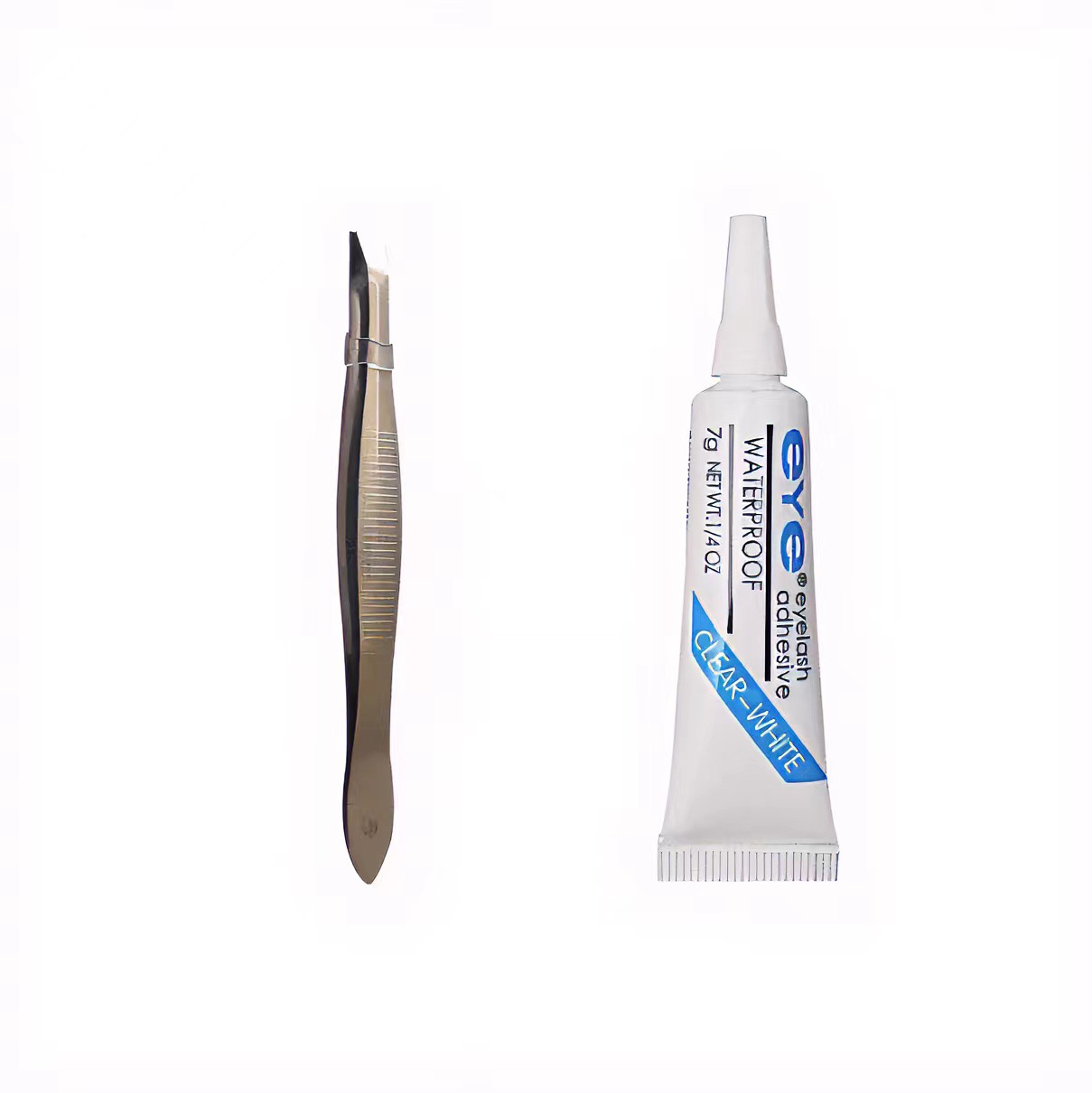 Factory wholesale eye false eyelash glue 7g plus tweezers two-piece seamless quick-drying disposable false eyelash glue