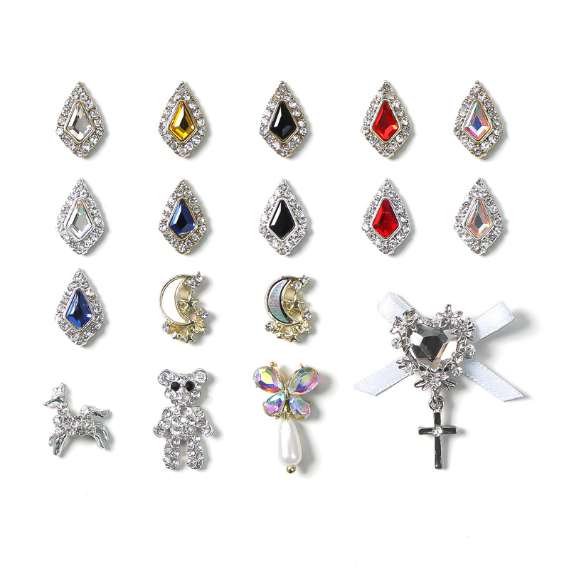 2022 New Internet Celebrant Light Luxury Gem Diamond Full Diamond All-match Nail Nail Art Decoration Bow Pendant Mix and Match Sticker Diamond