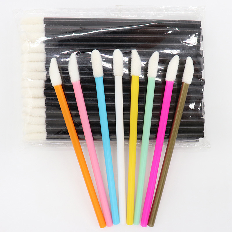 in stock 50 pcs/pack disposable hollow mini lip brush portable transparent lipstick lip stick hollow lip brush