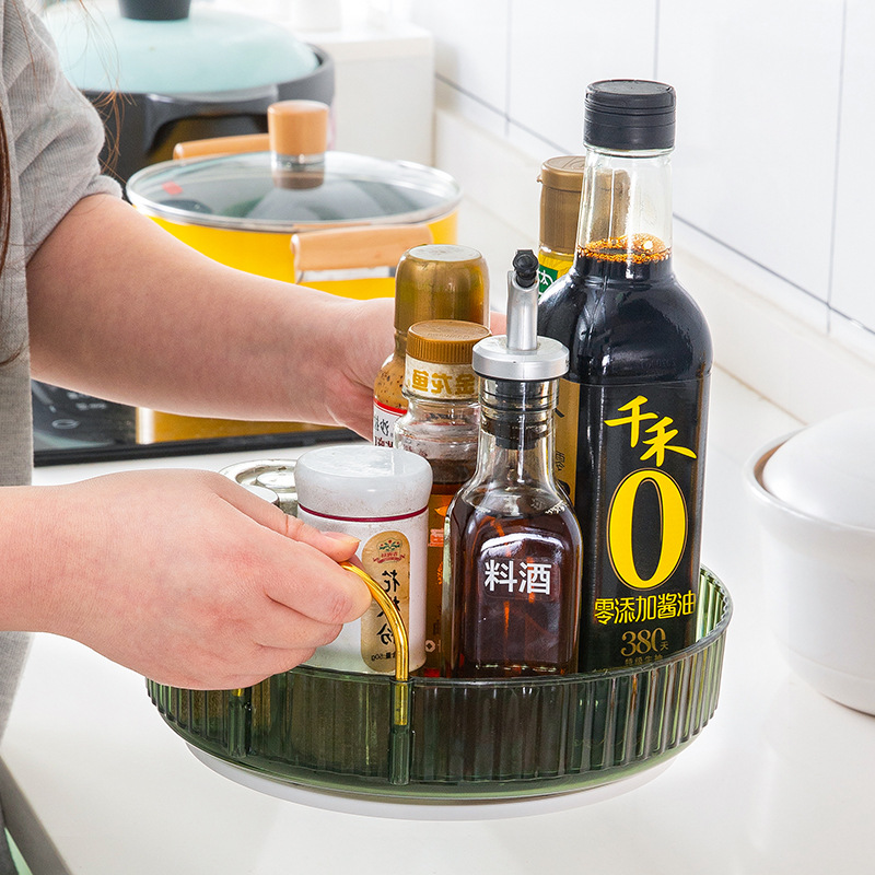 多功能旋轉置物架廚房台面收納盒家用輕奢化妝品可拆卸一體收納盒