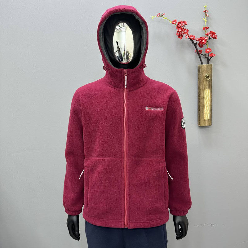 [9819] export to Norway single hooded fleece-lined thickened men's coat jacket cold-proof warm double-sided polar fleece