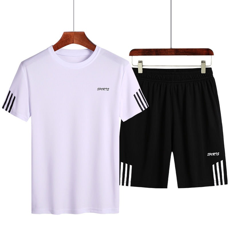 Sports suit Men's Summer Casual suit Gym Running Clothes Loose Crewneck Group Printed Quick-drying T-shirt