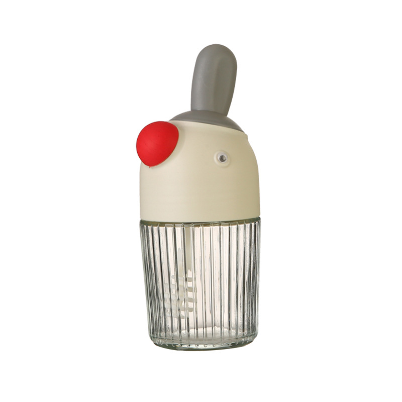 Spoon lid integrated seasoning bottle 280ml bird's mouth salt jar oil brush honey stick seasoning jar full kitchen controlled salt bottle