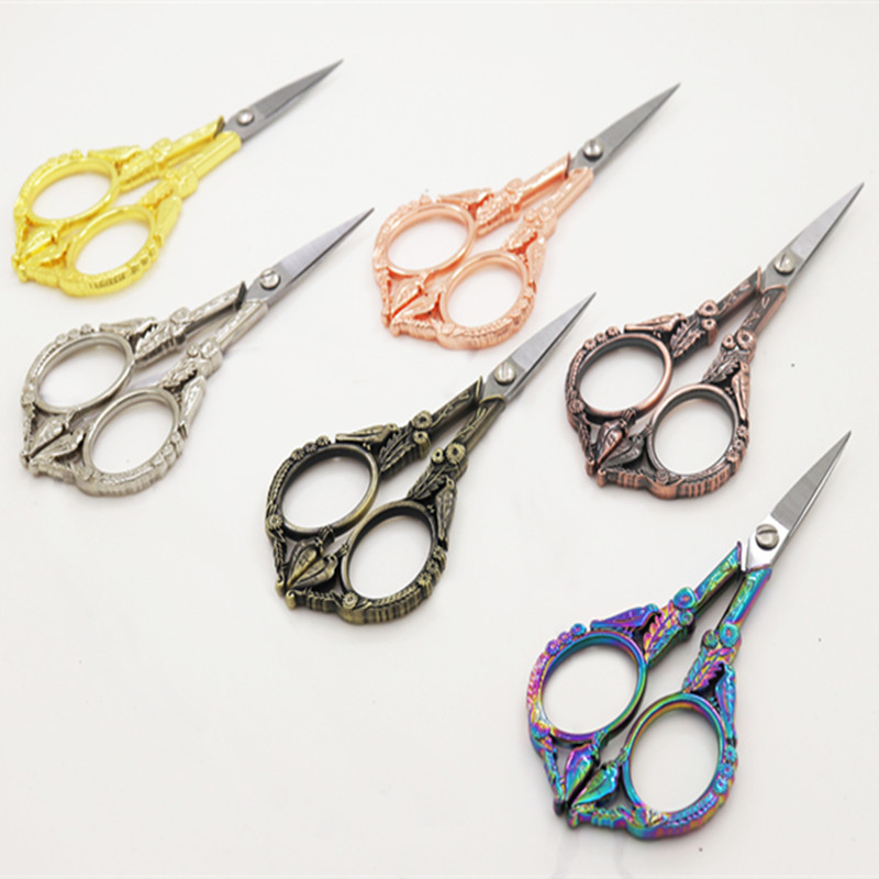Stainless steel plum blossom scissors vintage bird scissors cross stitch flower thread head household scissors office scissors wholesale