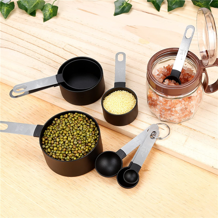 Stainless steel handle measuring cup measuring spoon 8-piece set measuring spoon with scale measuring spoon plastic measuring cup measuring spoon set