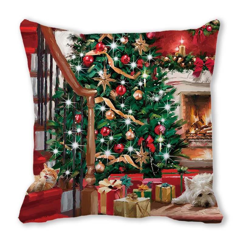 Merry Christmas Merry Christmas encrypted peach skin velvet home decoration sofa cushion pillow ZT402