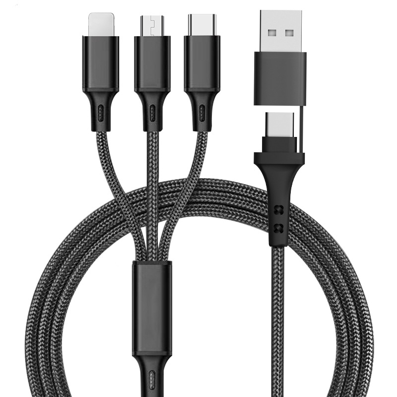 PD two-to-three data cable USB to type-c revolution to three-in-one car charging cable multi-purpose mobile phone charging cable