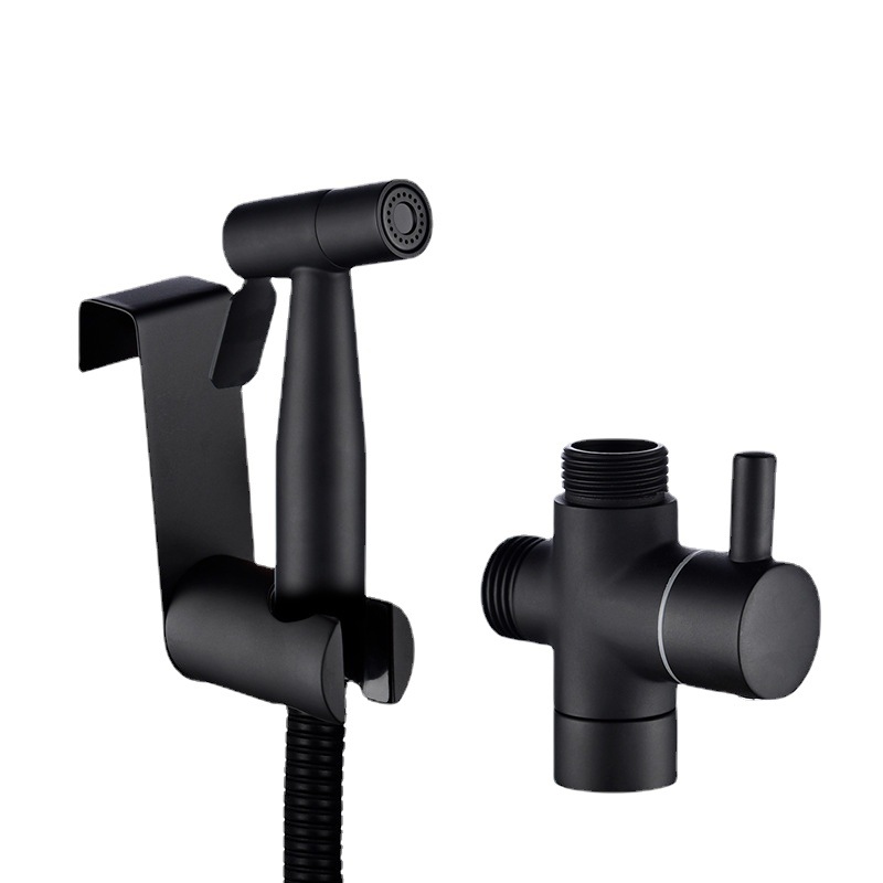 Cross-Border black 304 stainless steel toilet spray gun Women's washer set toilet toilet pressurized flusher nozzle