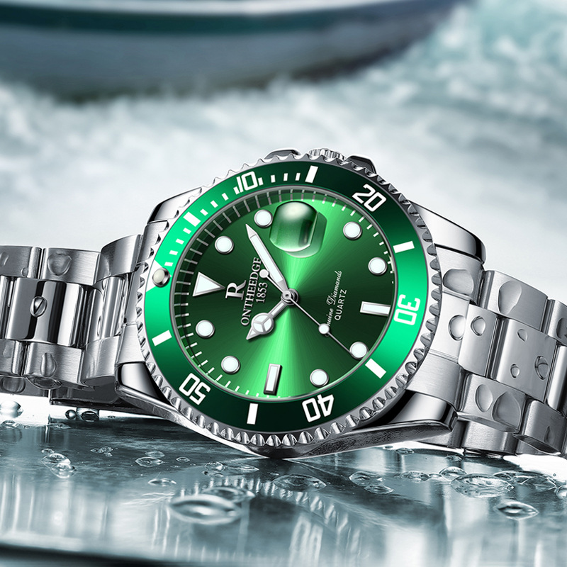 Ruiziyuan Brand Watch Cross-border Foreign Trade Labor Luminous Waterproof Lux Green Water Ghost Watch Men's Quartz Watch Men's Watch