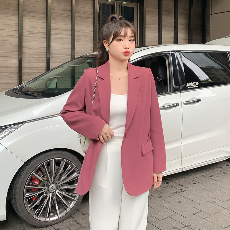 Spring new 200kg fat mm size women's basic multi-color loose slim high suit jacket 62173