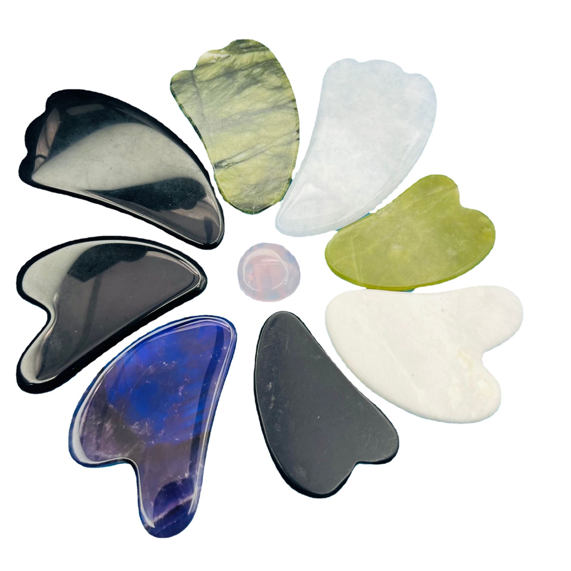 Cross-border selling face eye scraping jade roller double-headed Jade beauty instrument powder Crystal scraping massager