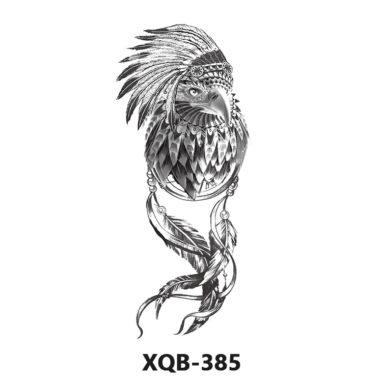 Small Full Arm Animal Tiger Wolf Flower Arm Tattoo Sticker Half Arm Waterproof Women Lasting Men Wholesale Black and White Transfer Sticker