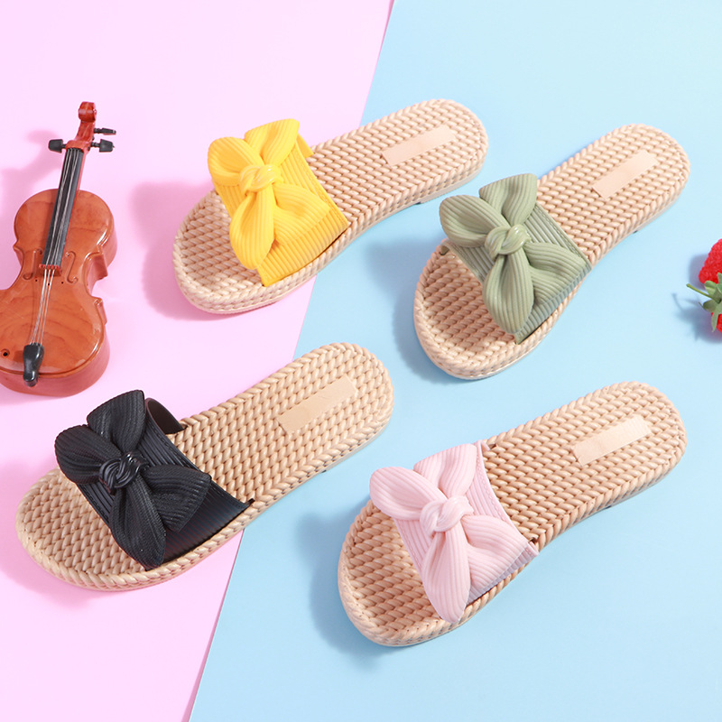 Summer New Arrival Bow Slippers Women's Outwear Korean Style Beach Shoes Sandals Women's Home Internet Celebrity ins Slippers