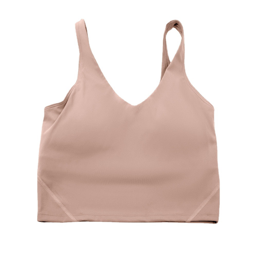 Yoga Clothing Nylon Women's Sports Vest U-shaped bra Bright Back Bra Fitness Jogging Lined Vest with Chest Cup