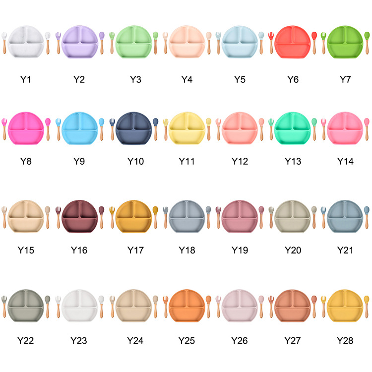 Baby Silicone Dinner Plate Integrated Children's Tableware Supplementary Bowl Sub-format Dinner Plate Spoon Fork Straw Set
