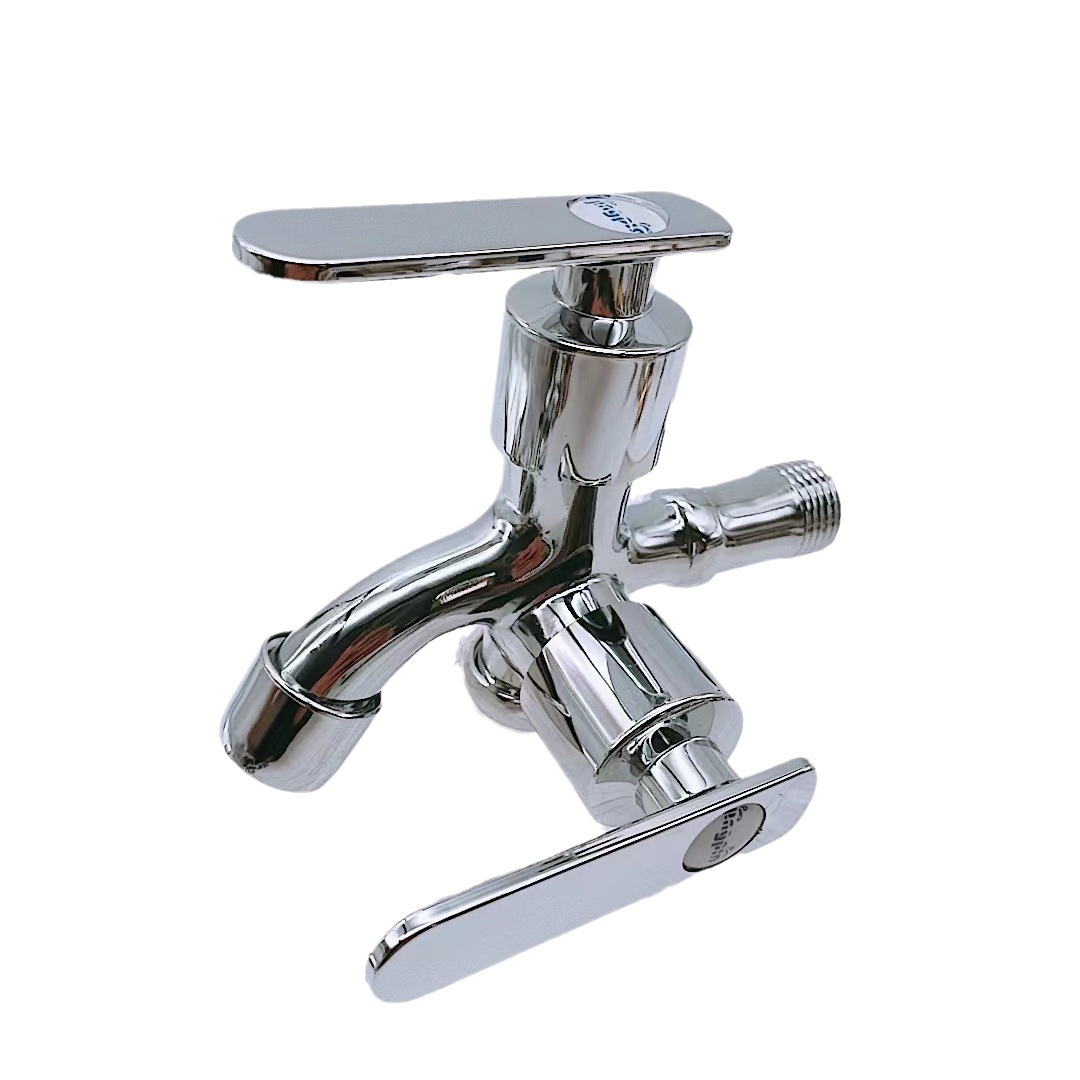 Zinc alloy multi-function faucet one in two out double control faucet quick open splash-proof washing machine faucet