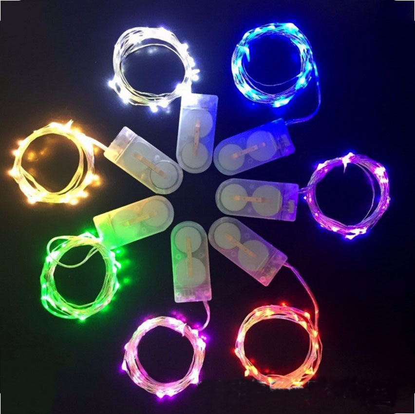 1m2 meter LED copper wire light string cake decoration button light string flowers gift copper wire light string 2032 gift box Light Wire