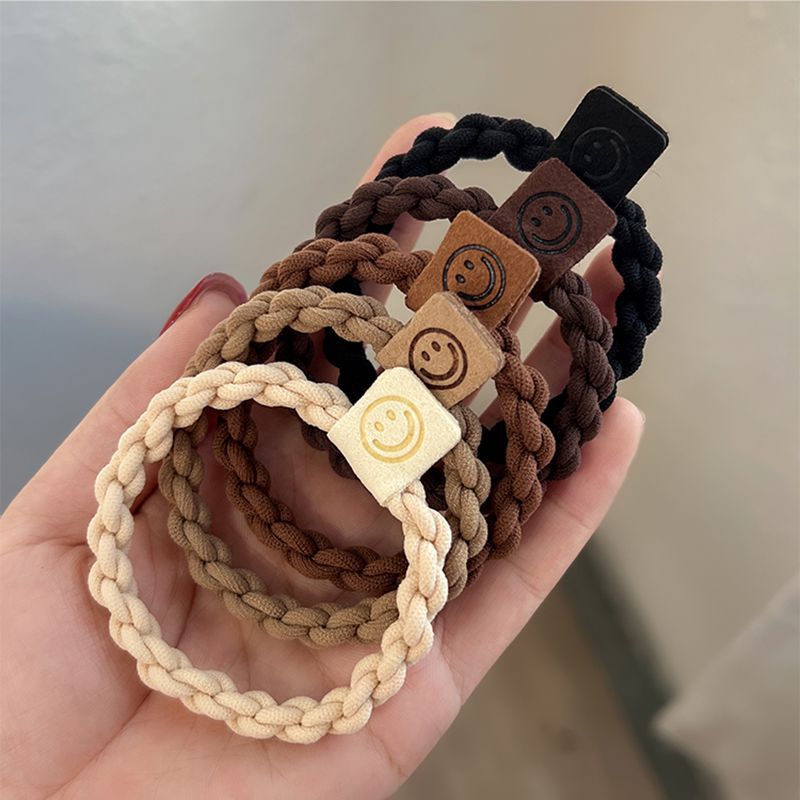 Card Smiley Face Hair Ring High Sense Twist Braided Head Rope High Elastic Rubber Band Women's Hair Rope Tie Rope Hair Accessories Wholesale