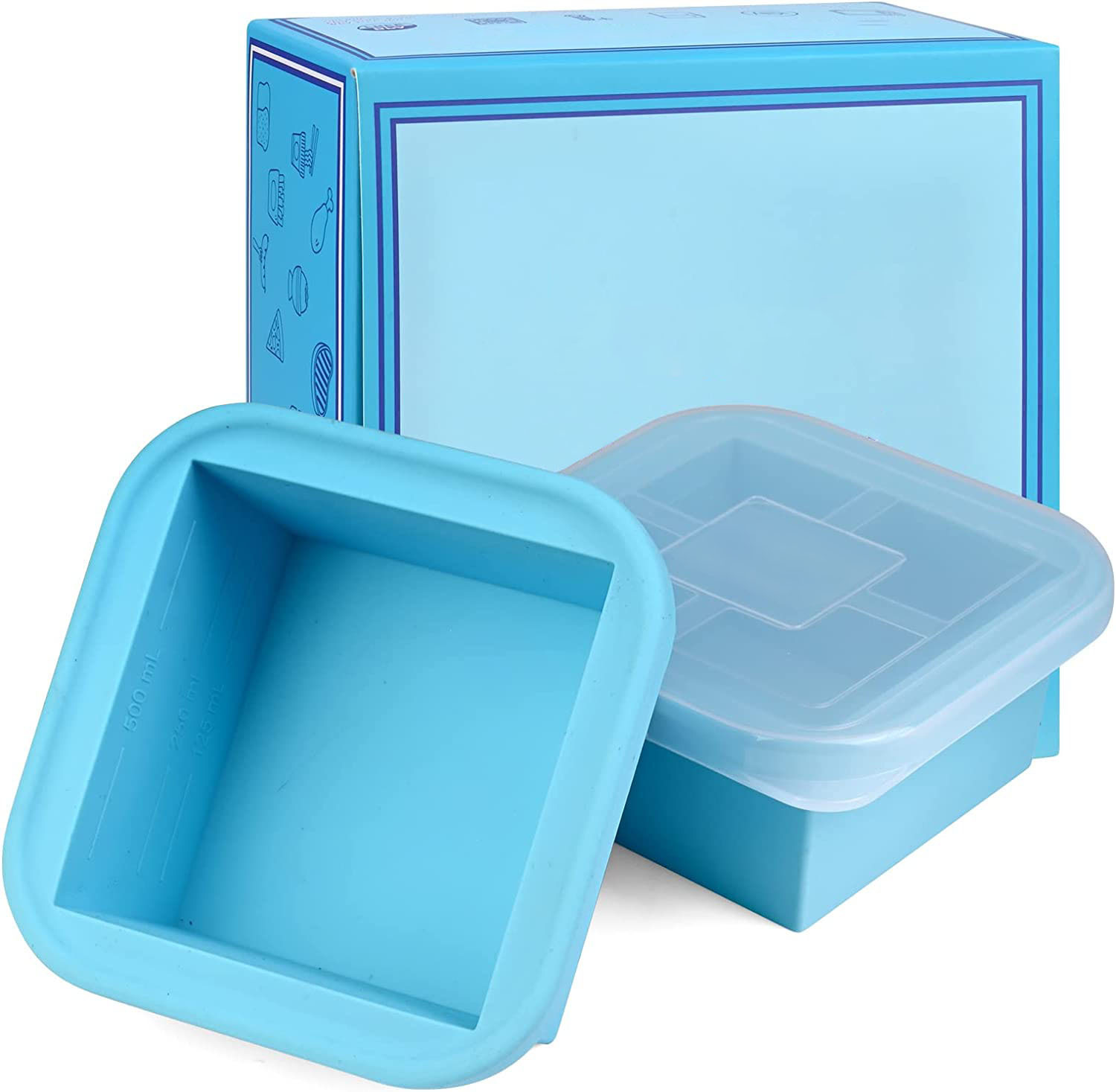 New Silicone Frozen Soup Tray with Lid Square Food Freezing Container Ice Block Mold