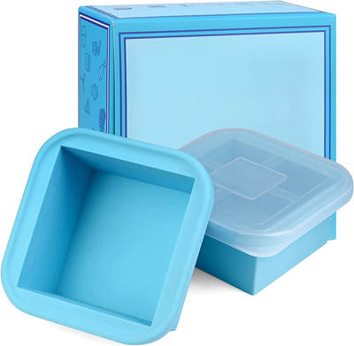 New Silicone Frozen Soup Tray with Lid Square Food Freezing Container Ice Block Mold