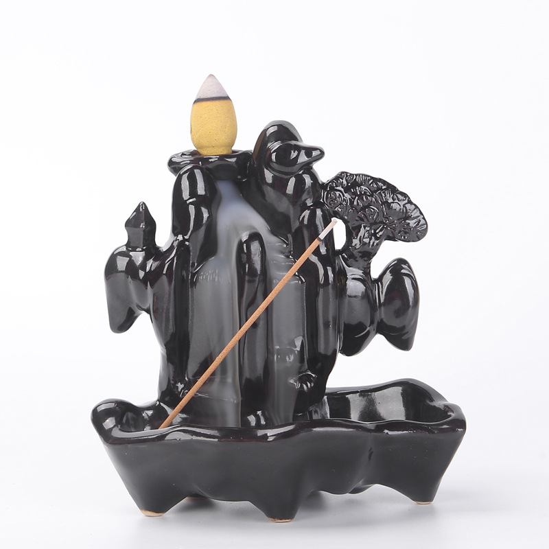 Ceramic backflow incense burner black new creative home office incense burner incense way ornaments manufacturers a generation of hair