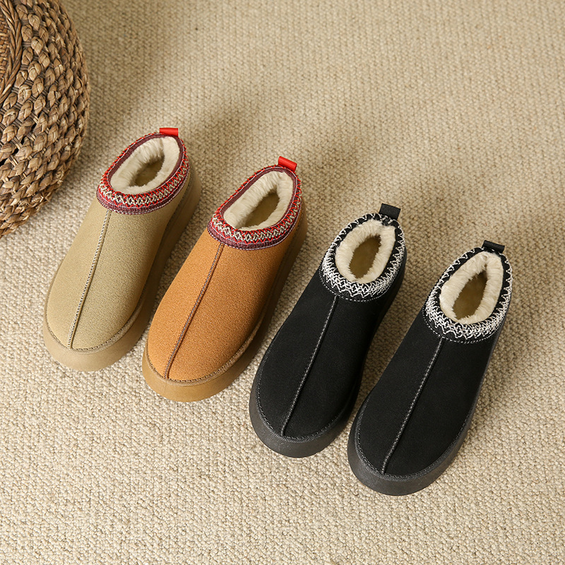 Winter new cashmere warm thick bottom heelless Baotuo hair half slipper cotton shoes_voghion.com