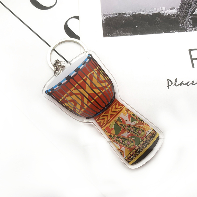 Acrylic simulation musical instrument keychain violin key ring guitar band gift pendant music ornaments