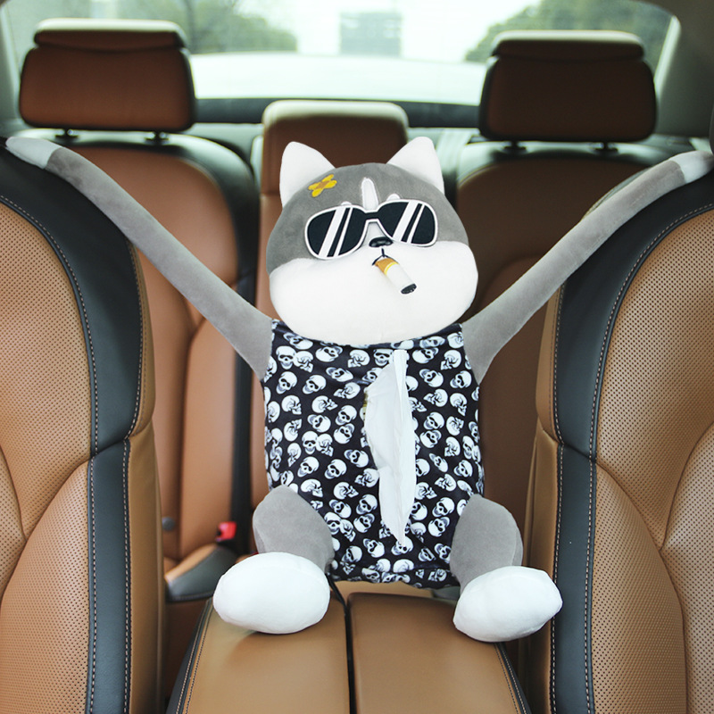 Car hanging tissue box armrest box car creative paper drawing cartoon creative car Tissue Bag car supplies
