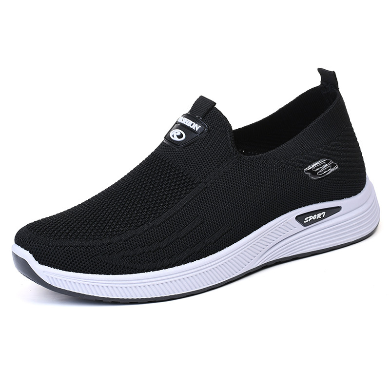 Old Beijing cloth shoes men's non-slip soft bottom dad shoes black chef work shoes slip-on casual sports lazy shoes