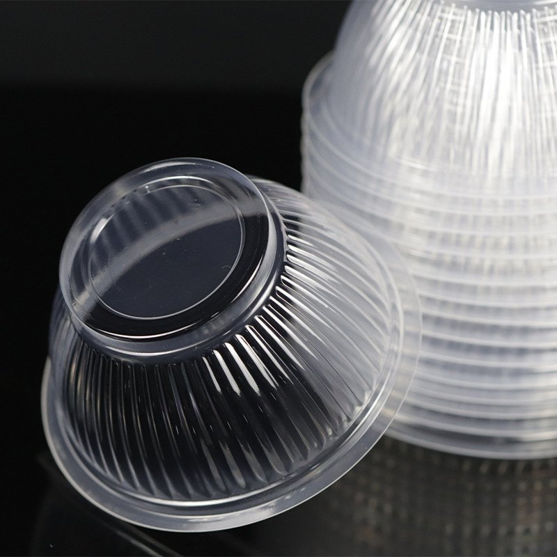 使い捨てプラスチックボウル360ml中椀透明円形無蓋縞スープボウル厚さ透明ppプラスチックボウル|undefined