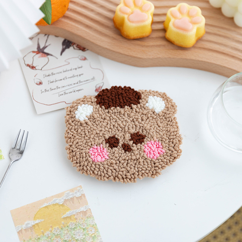 Year of the Rabbit Handmade dfiy Embroidered Cute Office Desktop Coaster Dining Table Heat Insulation Mat Novice Homemade Material Bag