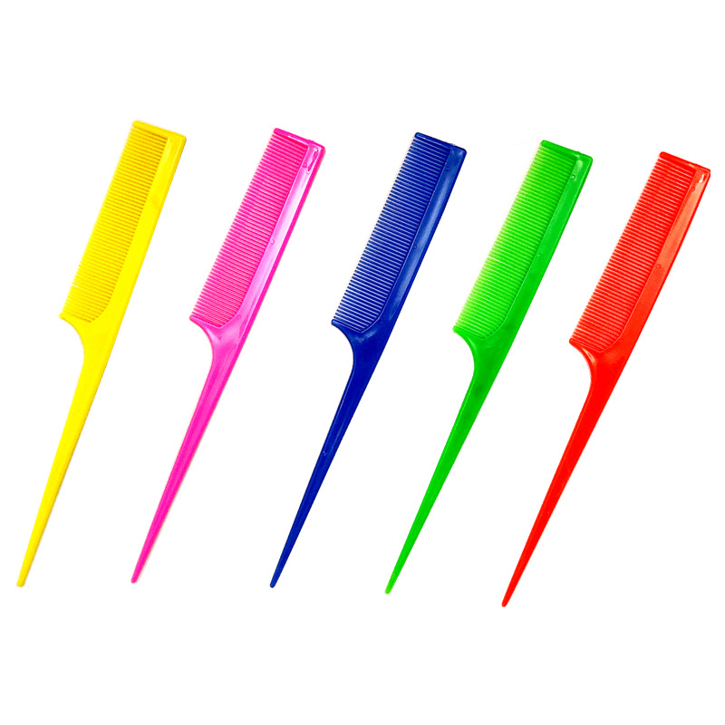 Colorful Black flat tooth pointed tail comb plastic hair comb wholesale dense tooth pick comb makeup comb small gift gift
