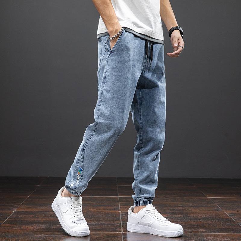 Autumn and Winter Jeans Men's Harlan Pants Large Size Men's Loose Casual Pants Fat Pants Cropped Plus Size Slim Look