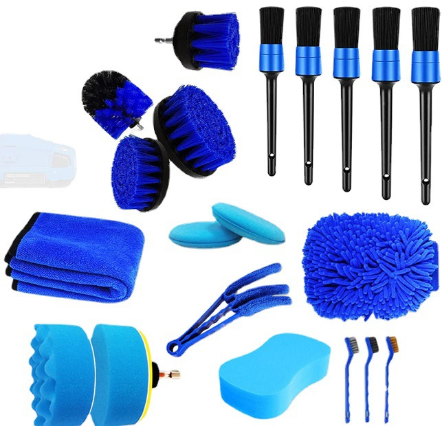 Factory Direct Sale Amazon Hot Car Cleaning Kit Multi-piece Set 21-piece Set Electric Drill Brush Polishing Wax Cleaning