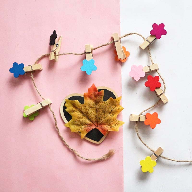 Cute Wooden Petal Flower Clip Storage Clip Couple Student Desktop Dormitory Photo Wall Decorative Notes Clip