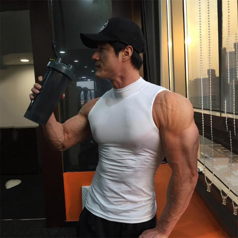 Men's Summer Tight-fit Sports Waistcoat Sleeveless T-shirt Fitness Basketball Vest Super Elastic Quick-drying Running Training Top